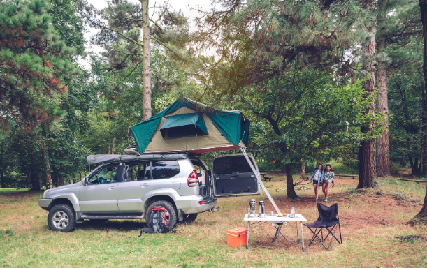 Car camping rooftop tent campsite