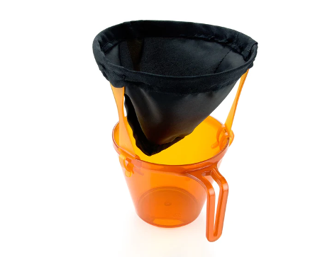 Product display of a plastic drip coffee maker