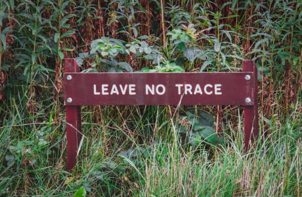 wood sign on a trail in the forest