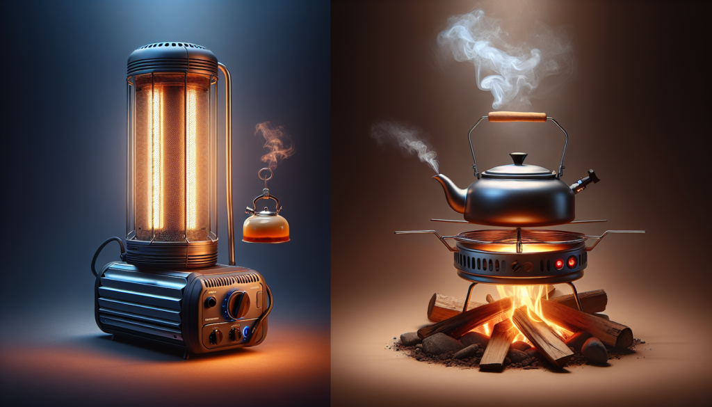 Illustration of cooking with a camping heater