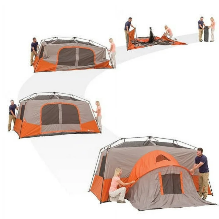 Diagram of instant set up of pop up tent