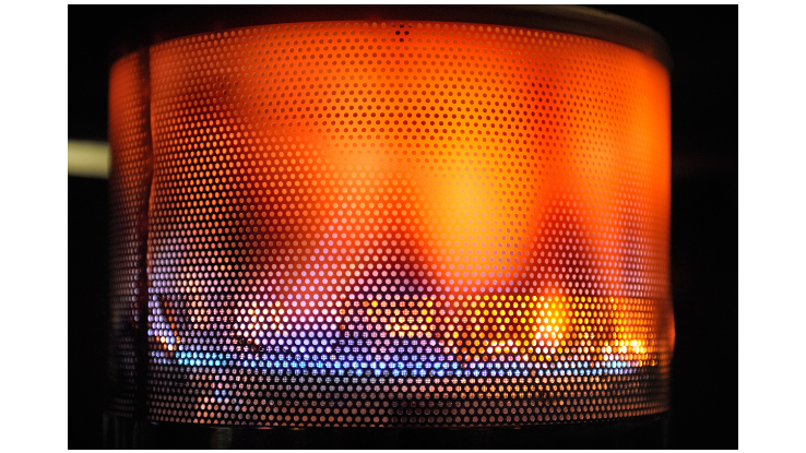 Close up flames inside of a heater